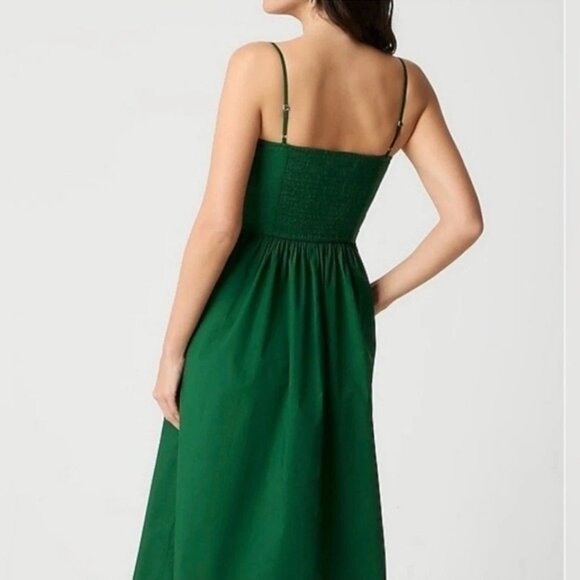 J. Crew Factory Scallop-trim button-front midi dress in fern canyon green sz 6 - Picture 2 of 16